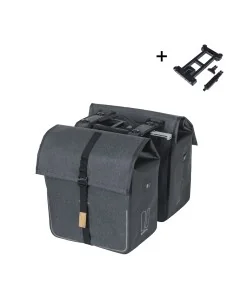 Basil fietstas dubbel Urban dry charcoal melee MIK 50L