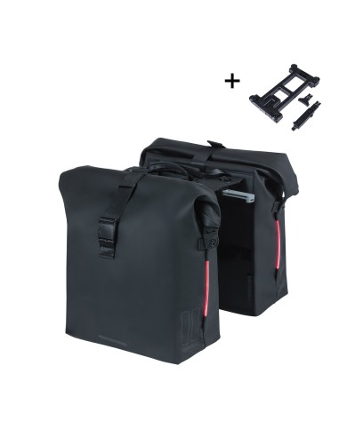 Basil fietstas dubbel SoHo Nordlight MIK night zwart 41L