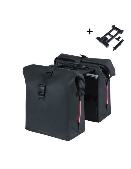 Basil fietstas dubbel SoHo Nordlight MIK night zwart 41L