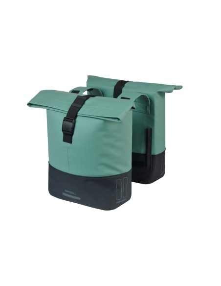 Basil fietstas dubbel Cove zilvergroen/zwart 28-32L