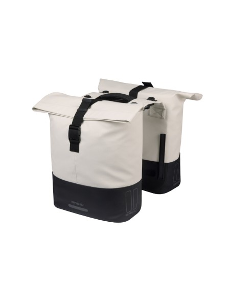 Basil fietstas dubbel Cove gebroken wit/zwart MIK 28-32L