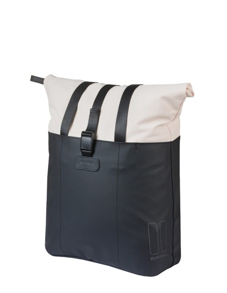 Basil shoppertas Vive MIK Hooks gebroken wit/zwart 15-20L