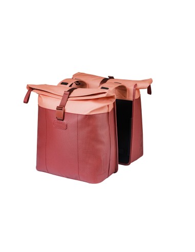 Basil fietstas dubbel Vive bordeaux/roze 28-35L