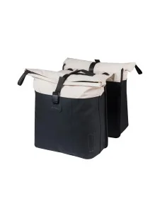 Basil fietstas dubbel Vive gebroken wit/zwart MIK 28-35L