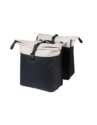 Basil fietstas dubbel Vive gebroken wit/zwart MIK 28-35L