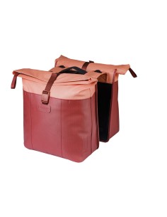Basil fietstas dubbel Vive bordeaux/roze MIK 28-35L