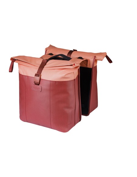 Basil fietstas dubbel Vive bordeaux/roze MIK 28-35L