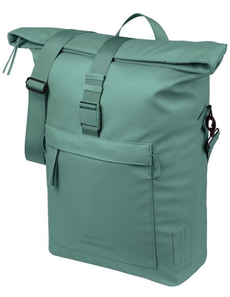 Basil schoudertas Brooklyn MIK Hooks zilver groen 17L