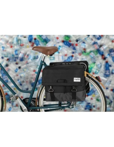Urban Proof fietstas dubbel recycled zwart grijs 40L