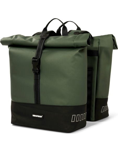 Urban Proof fietstas dubbel Rolltop bag recycled groen 38L