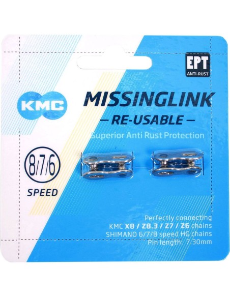 KMC missingLink 7/8R EPT silver 7,3mm op kaart (2)