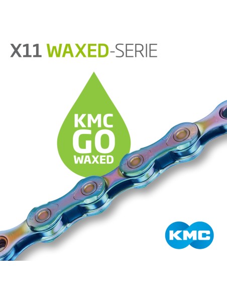 KMC ketting X11 aurora blauw 118s waxed