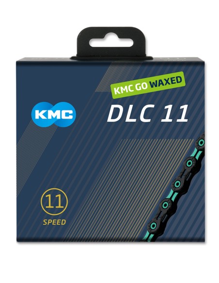 KMC ketting DLC11 black/celeste 118s waxed
