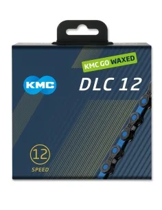 KMC ketting DLC12 black/blue 126s waxed