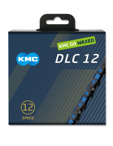 KMC ketting DLC12 black/blue 126s waxed