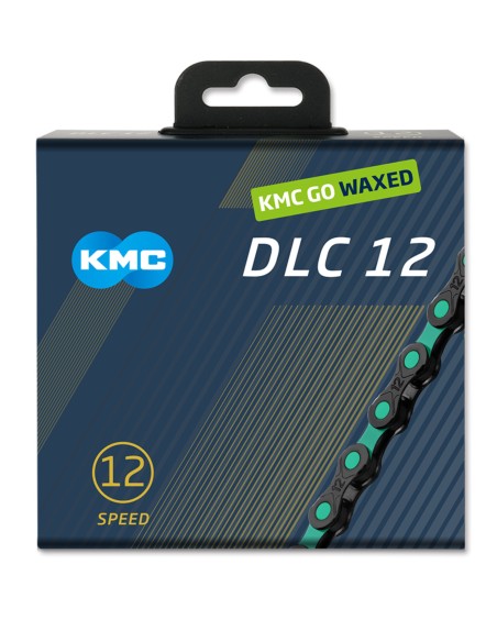 KMC ketting DLC12 black/celeste 126s waxed