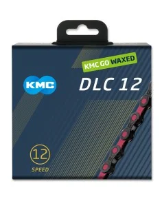 KMC ketting DLC12 black/pink 126s waxed
