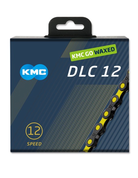 KMC ketting DLC12 black/yellow 126s waxed