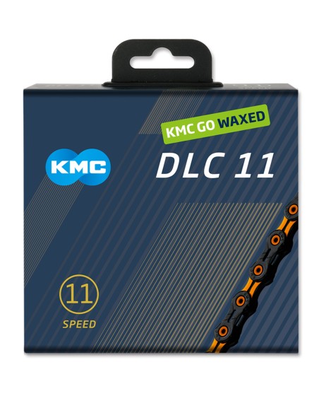 KMC ketting DLC11 black/orange 118s waxed