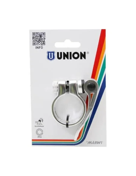 Union zadelpenklem met snelspanner 34.9 zilver