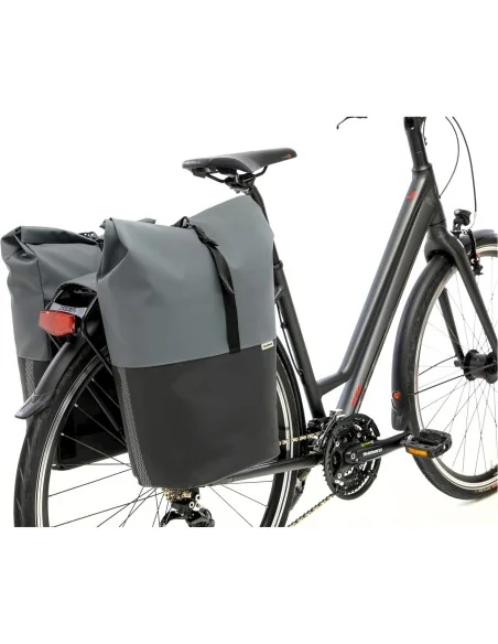 New Looxs fietstas dubbel Nyborg donkergrijs/zwart 34L