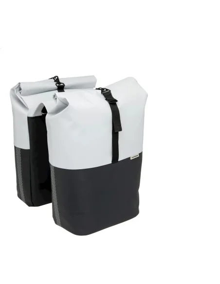 New Looxs fietstas dubbel Nyborg lichtgrijs/zwart 34L