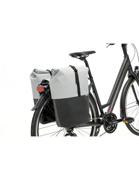 New Looxs fietstas dubbel Nyborg lichtgrijs/zwart 34L