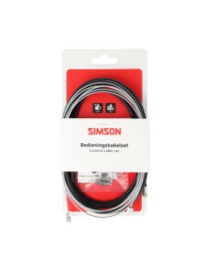 Simson remkabel set universeel 2 nippels RVS zwart