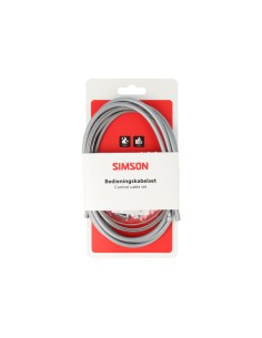 Simson remkabel set universeel 2 nippels RVS grijs