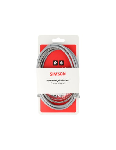 Simson remkabel set universeel 2 nippels RVS grijs