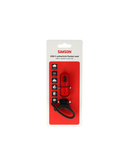 Simson USB-C LED lamp Pocket rood