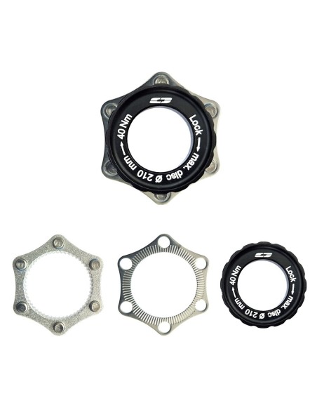 Cyclotech adapter centerlock naar 6 gaats, Thru axle