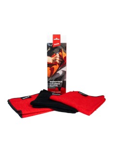 CyclOn Microfiber Schoonmaakdoek set 2 rood 1 zwart