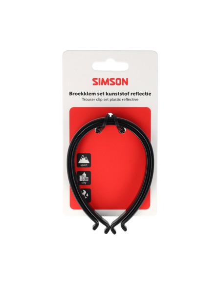 Simson broekklemmen kunststof met reflectie
