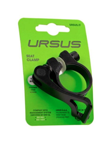 Ursus zadelpenklem 34.9 alu zwart met extra grote hendel