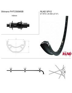 Roland achterwiel 27.5 SPV2 zwart Shimano TC500MSB zw spk