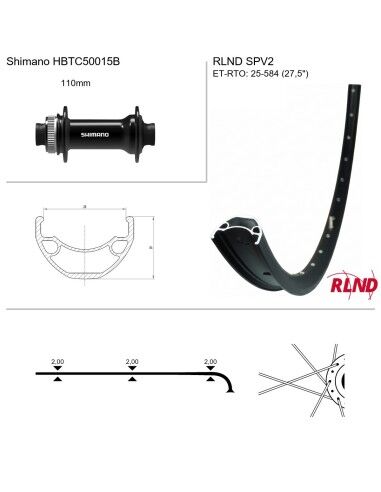 Roland voorwiel 27.5 SPV2 zwart Shimano TC50015B zw spk