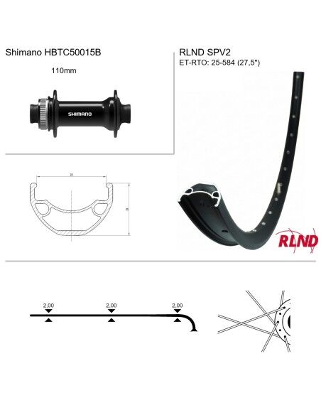 Roland voorwiel 27.5 SPV2 zwart Shimano TC50015B zw spk