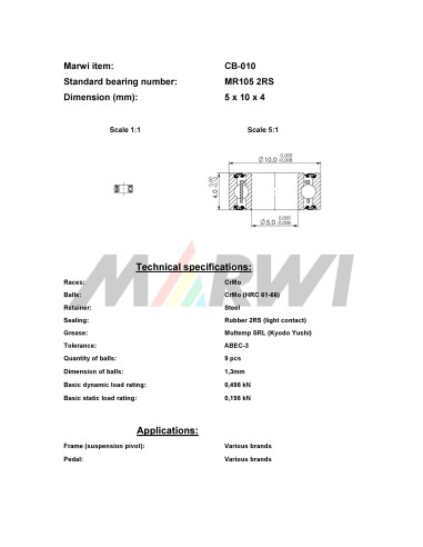 Union Kogellager CB-010 MR105 2RS (5x10x4)