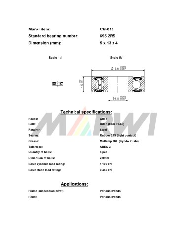 Union Kogellager CB-012 695 2RS (5x13x4)