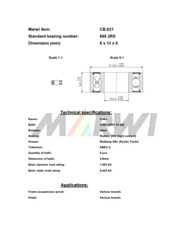 Union Kogellager CB-021 686 2RS (6x13x5)