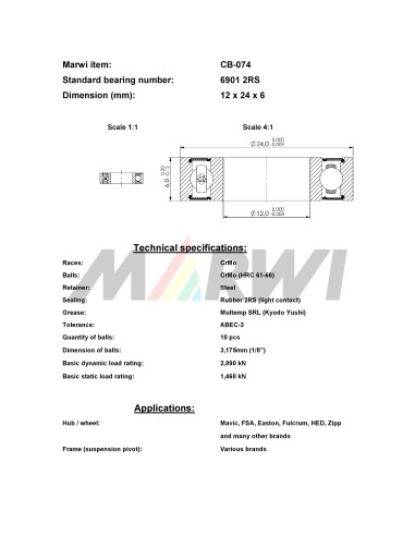 Union Kogellager CB-074 6901 2RS (12x24x6)