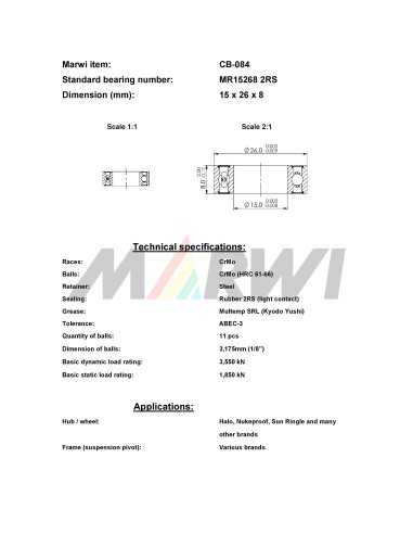 Union Kogellager CB-084 MR15268 2RS (15x26x8)