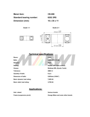 Union Kogellager CB-088 6202 2RS (15x35x11)