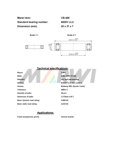 Union Kogellager MAX CB-468 6805V LLU (25x37x7)