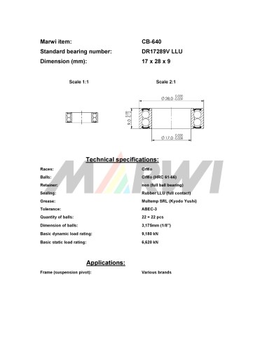 Union Kogellager MAX CB-640 DR17289V dub. rij LLU (17x28x9)