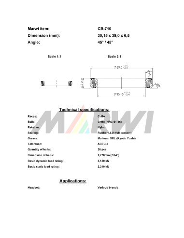 Union Balhoofdlager CB-710 (30,15x39,0x6,5) 45/45
