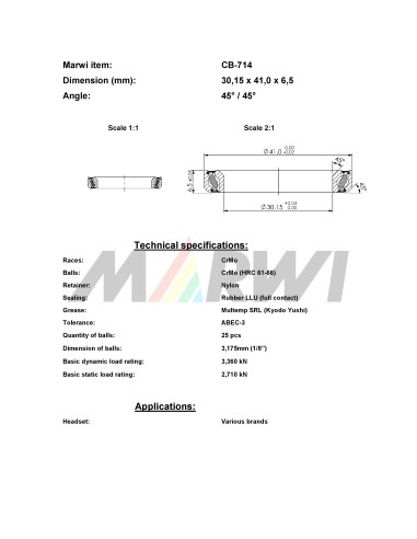 Union Balhoofdlager CB-714 (30,15x41,0x6,5) 45/45