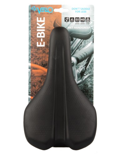 Velo zadel E-bike Sport met handgreep zwart