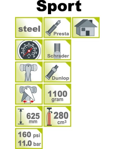 IceToolz vloerpomp Sport hogedruk met manometer